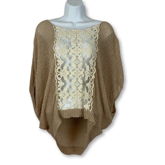 Free People - Boho Crochet and Lace Poncho Top - Picture 1 of 8